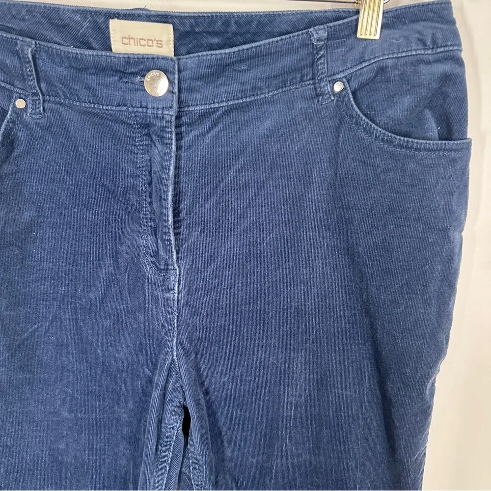 Chico's Navy Blue Corduroy Pants Size 1.5 10 Straight Leg This Wale